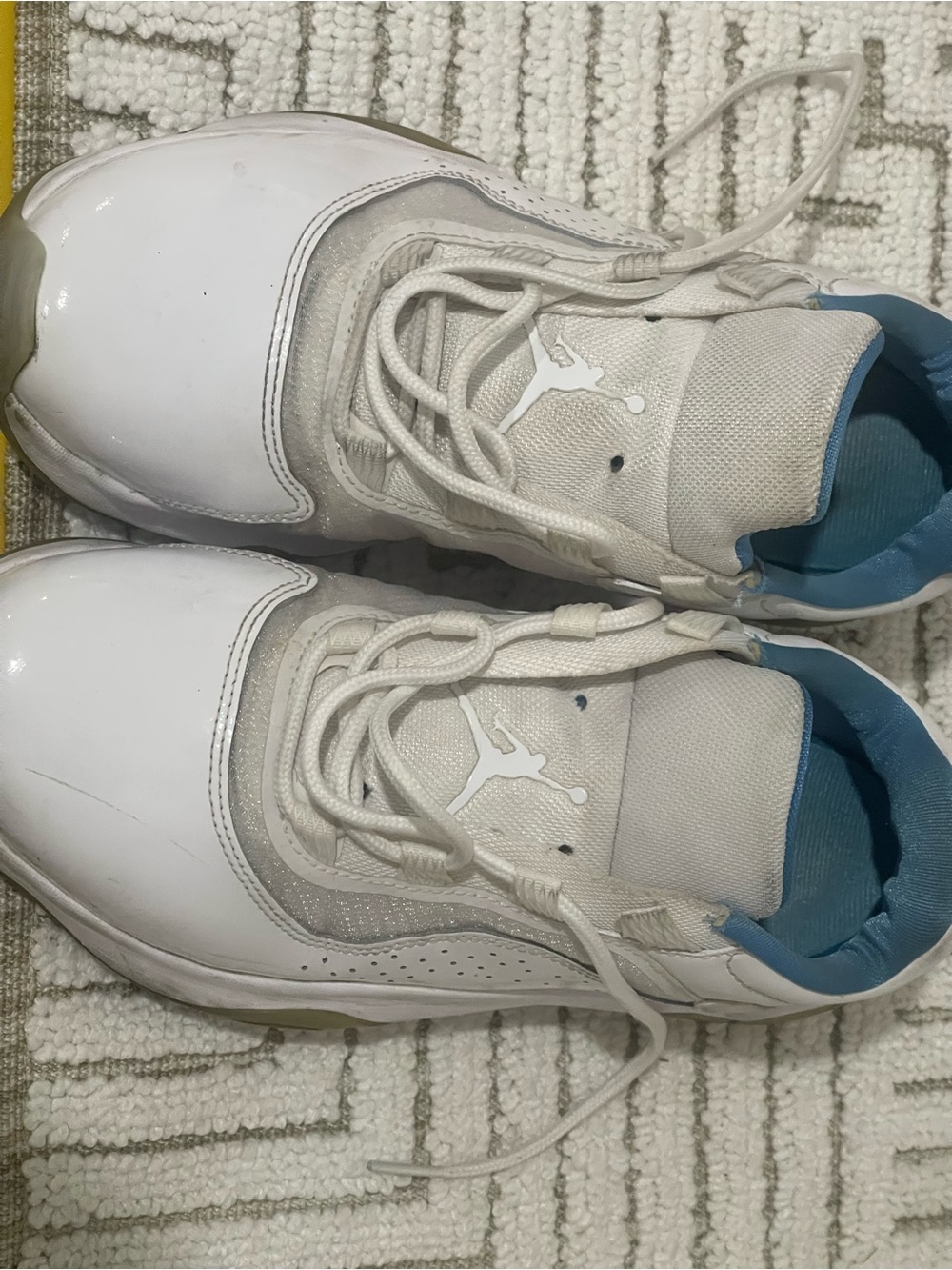 Jordan Kids White and Light Blue Low-Top Sneakers